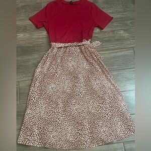 Dress with Red Top with Patterned Skirt